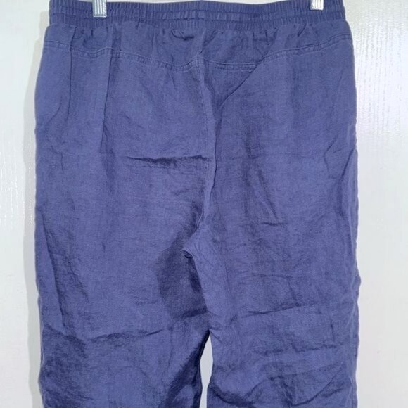 Ellen Tracy Linen Cropped Pants M Elastic Waistband - Picture 7 of 10